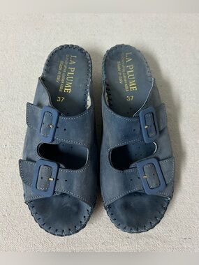 La Plume Sandals Women’s 6.5-7 Blue Leather